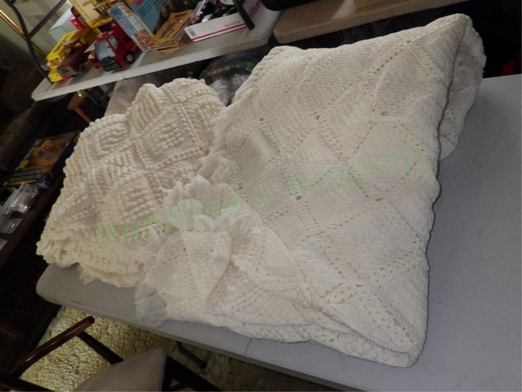 Hand Crocheted Bed Spreads x 2