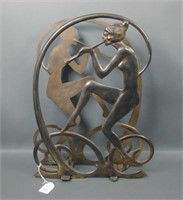 1930's Art Deco "Pan" Metal/ Bronze Magazine Rack
