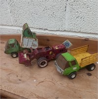 Three Tin Model Trucks - play worn