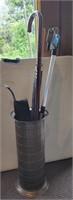 Umbrella stand with contents