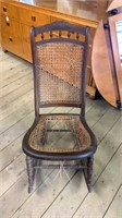 Antique Slipper Rocking Chair with Caned Seat