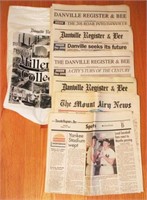 Lot of Vintage Newspapers and Bag