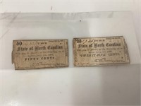 2 North Carolina Confederate Fractional Notes