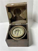 Polaris Nautical Compass In Wooden Box
