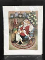 Caffco 1991 signed Santa & children print