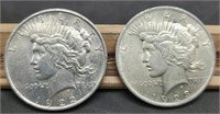 1922-D & 1923 Peace Silver Dollars, AU