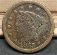 1853 Large Cent, VF