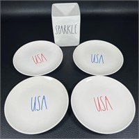 RAE DUNN Ceramic Sparkle Holder & USA Plates