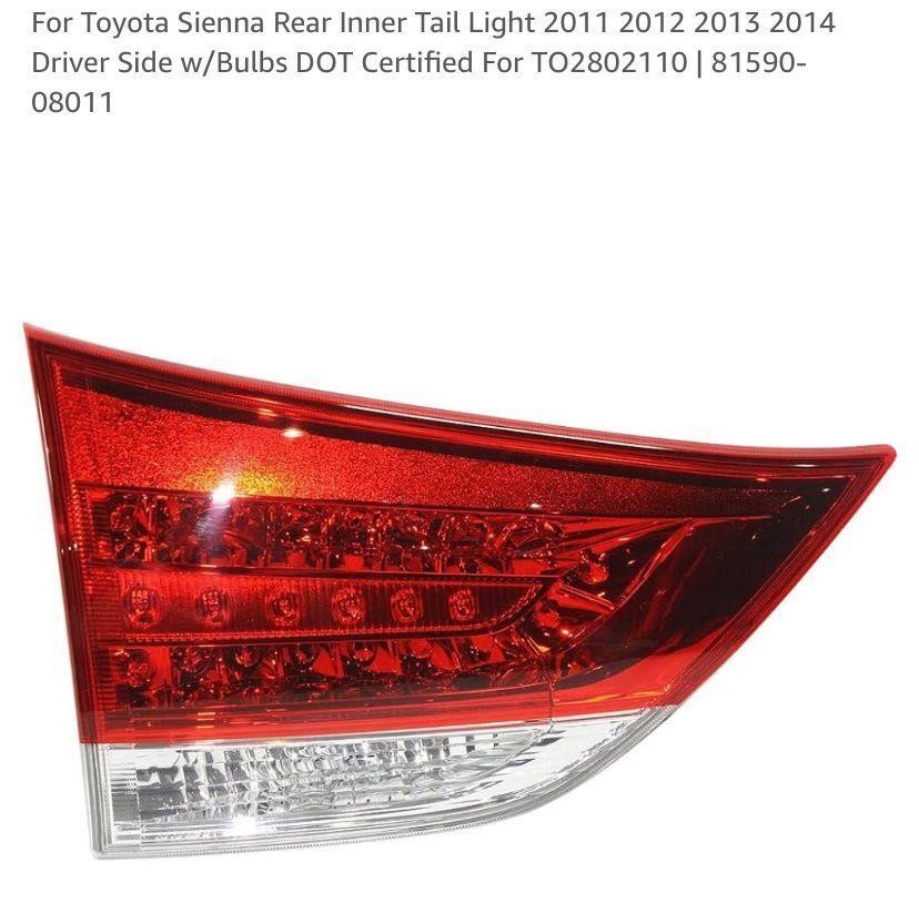 For Toyota Sienna Rear Inner Tail Light 2011 2012