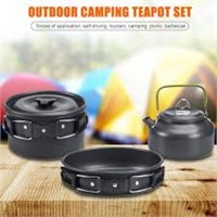 Outdoor Camping Cookware Kettle Pan Set (Green)