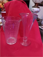 2 glass  lab beakers/flasks