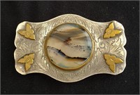 COMSTOCK Sterling Silver & GP Buckle With Agate
