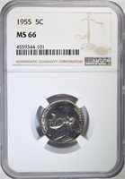 1955 JEFFERSON NICKEL NGC MS66