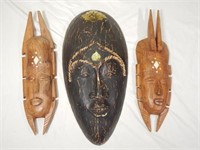 Wood Ethnic/Thespian Masks/Sculptures