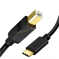 USB B to USB C Printer Cable 6.6 FT
