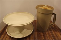 Tupperware Pitcher and Serving Tray Set