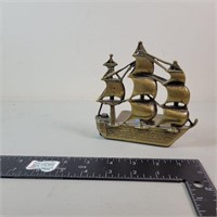 Vintage Brass Ship Book End