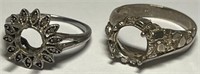 277 - LOT OF 2 STERLING SILVER RING SETTINGS (133)