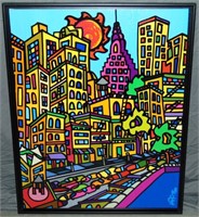 Kip Frace, Colorful City, Screenprint on Canvas
