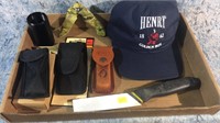 HENRY CAP, NWTF KNIFE AND MISC,