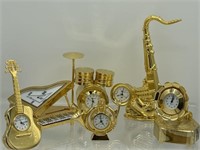 6 instruments  Miniature brass clocks