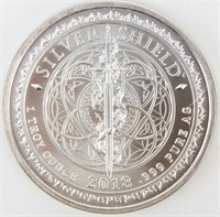 Coin Silver Shield .999 Fine Silver 1 Oz. Round