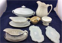 Old Ironstone/Milkglass Trays/Gravy Boats and More