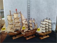 3 Mayflower sailng ship wood models