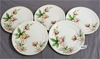 Set of 5 Meito China Woodrose 10" Dinner Plates