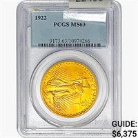 1922 $20 Gold Double Eagle PCGS MS63