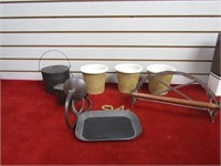 Paper towel rack, sconce, pots and more.