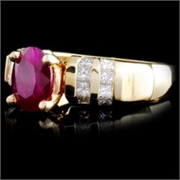 1.54ct Ruby & 0.73ctw Diamond Ring in 14K Gold