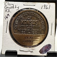 1861 BRONZE CLAY COUNTY KS TOKEN / MEDAL