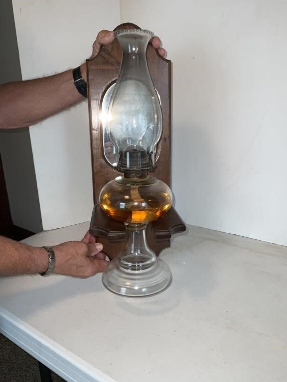 Vintage kerosene lamp, wall holder