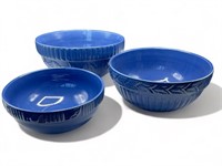 3 Riviera Van Beers blue ceramic nesting bowls