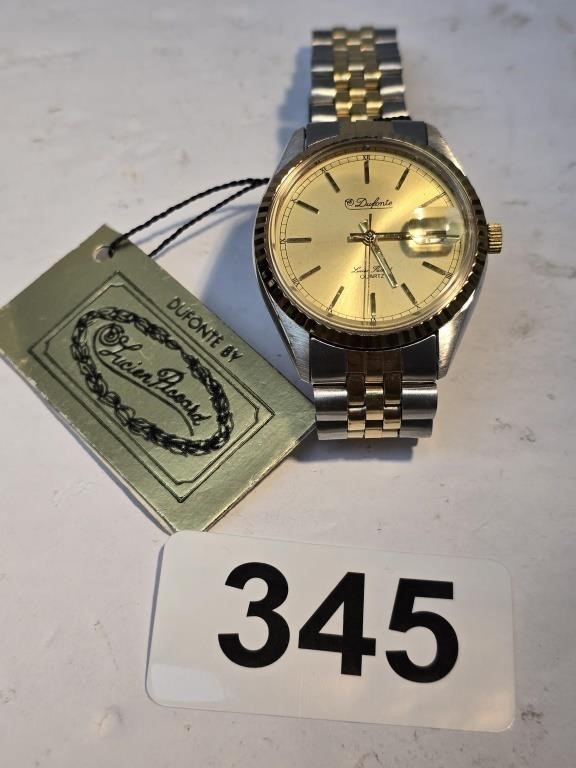 Vintage Dufonte Gold Tone Fluted Bezel Watch