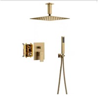 CASAINC Ceiling Dual Shower Head Brushed Gold