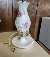 Milk Glass lamp, hand painted