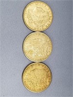 Lot of 3 Morgan silver dollars, 1921, 1921 D, 1921