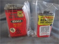 Vintage tins of Minwax and spot remover