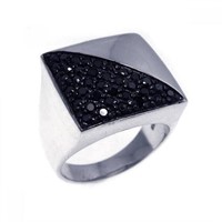 Sterling Silver Black Crystal Design Ring