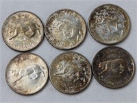 6 X 1967 CAD SILVER QUARTERS