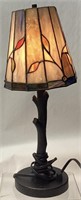 LEADED GLASS TABLE LAMP, 18’’ H