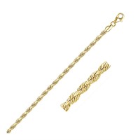 14k Gold Solid Diamond Cut Rope Bracelet