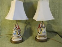 PAIR OF FRENCH FIGURE LAMPS, WORKING, 21H