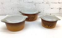 3pc Pyrex Gold Orchard casserole bowl set