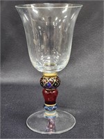 VINTAGE PIER 1 HAND PAINTED STEMMED WINE GLASS