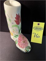 Blue Ridge Pottery Floral Boot 8" H