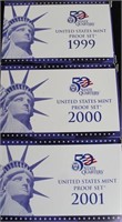 1999, 2000 and 2001 US Mint Proof Sets