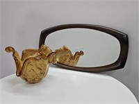 Syroco Mirror + Murano Art Glass Bowl